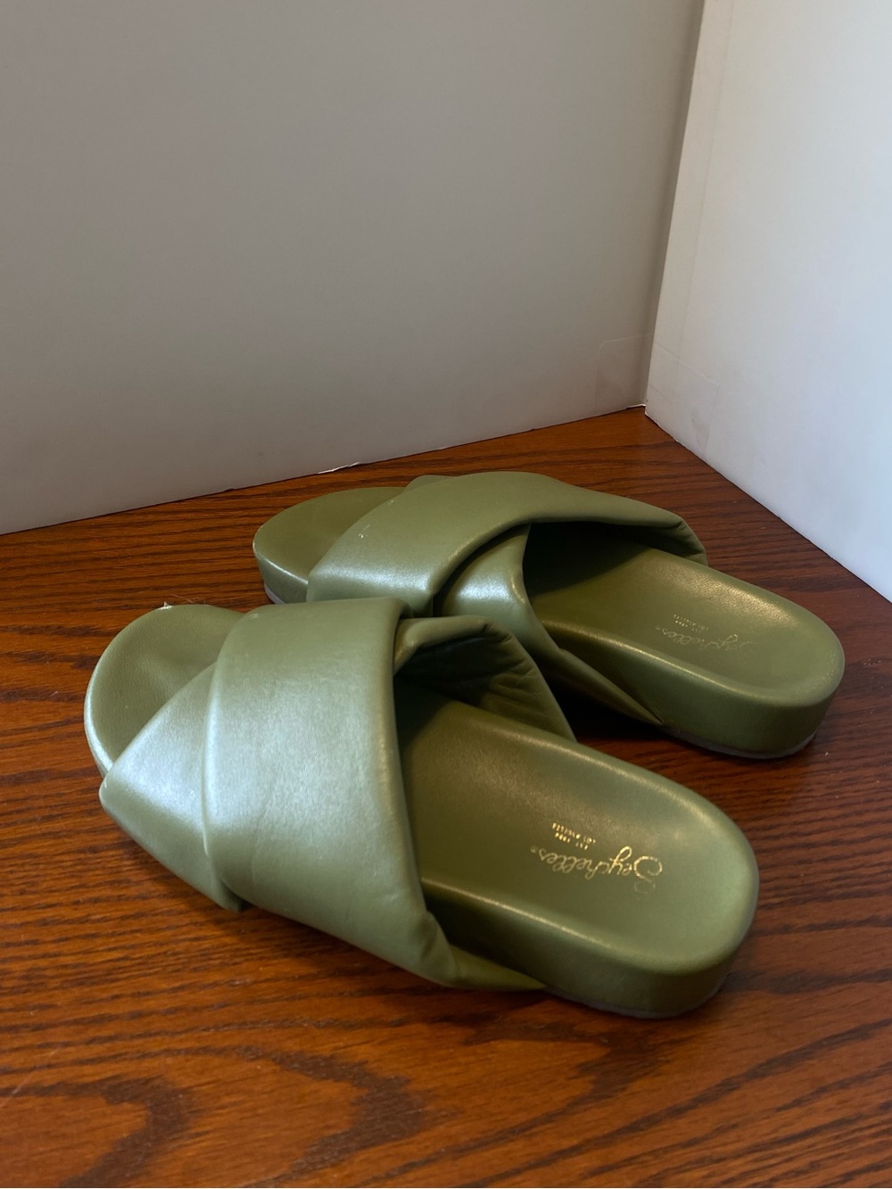Seychelles Olive Green Crisscross Slide Sandals -